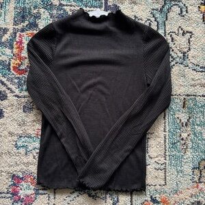 Black Long Sleeve Ribbed Top
